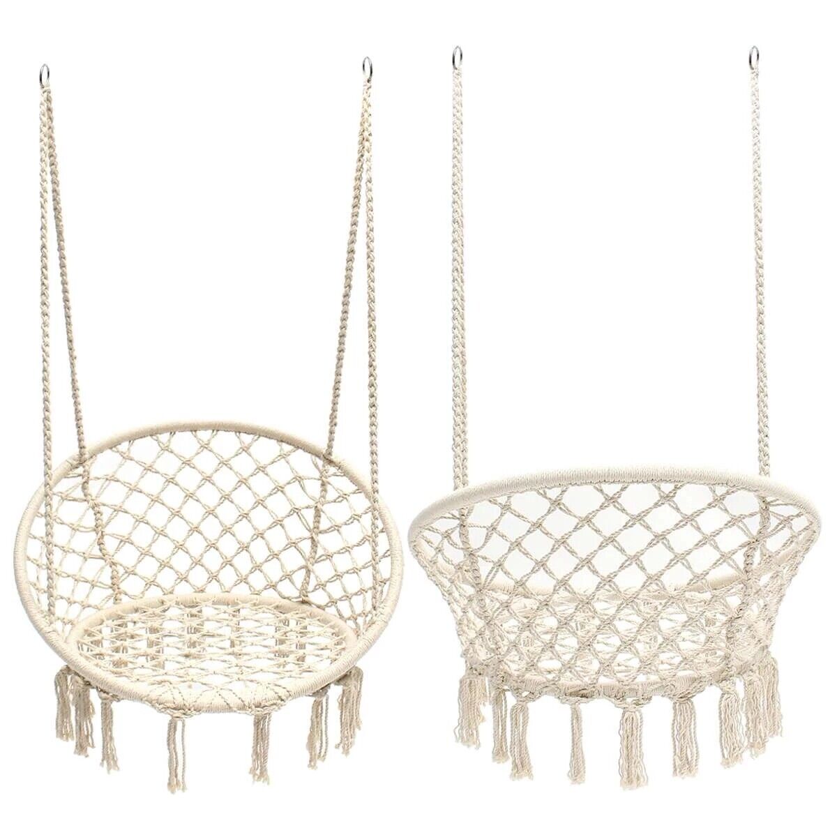 120CM Deluxe Hammock Chair Macrame Cotton Swing Bed Relax Outdoor Hanging Indoor
