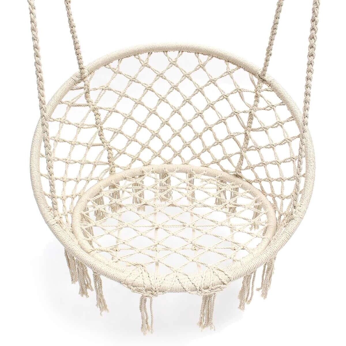 120CM Deluxe Hammock Chair Macrame Cotton Swing Bed Relax Outdoor Hanging Indoor