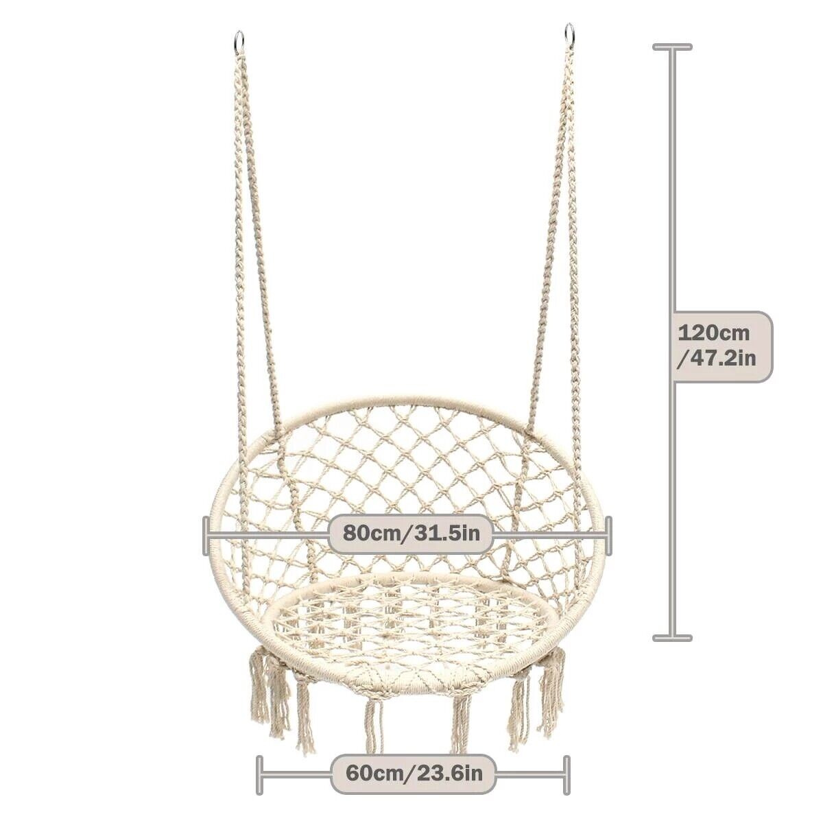 120CM Deluxe Hammock Chair Macrame Cotton Swing Bed Relax Outdoor Hanging Indoor