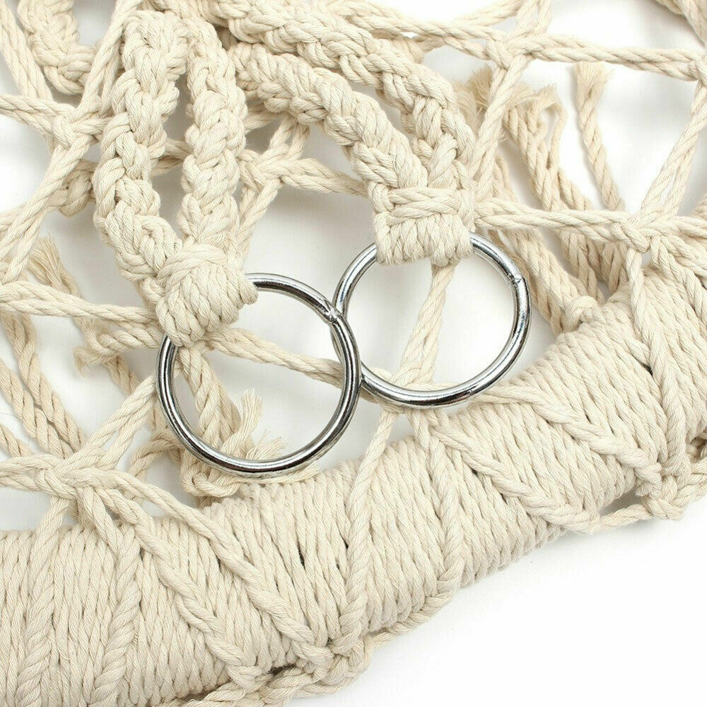 120CM Deluxe Hammock Chair Macrame Cotton Swing Bed Relax Outdoor Hanging Indoor