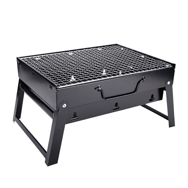AU Portable Folding Thickened Grill BBQ Small Black Steel Charcoal Grill Outdoor