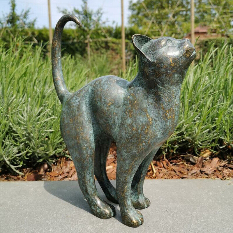 Beautiful Cat Statue With Rounded Back Garden Decor Outdoor Ornament Decoration