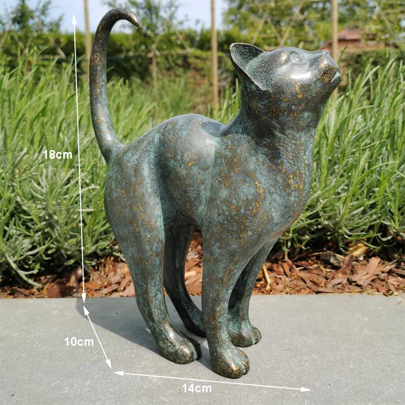 Beautiful Cat Statue With Rounded Back Garden Decor Outdoor Ornament Decoration