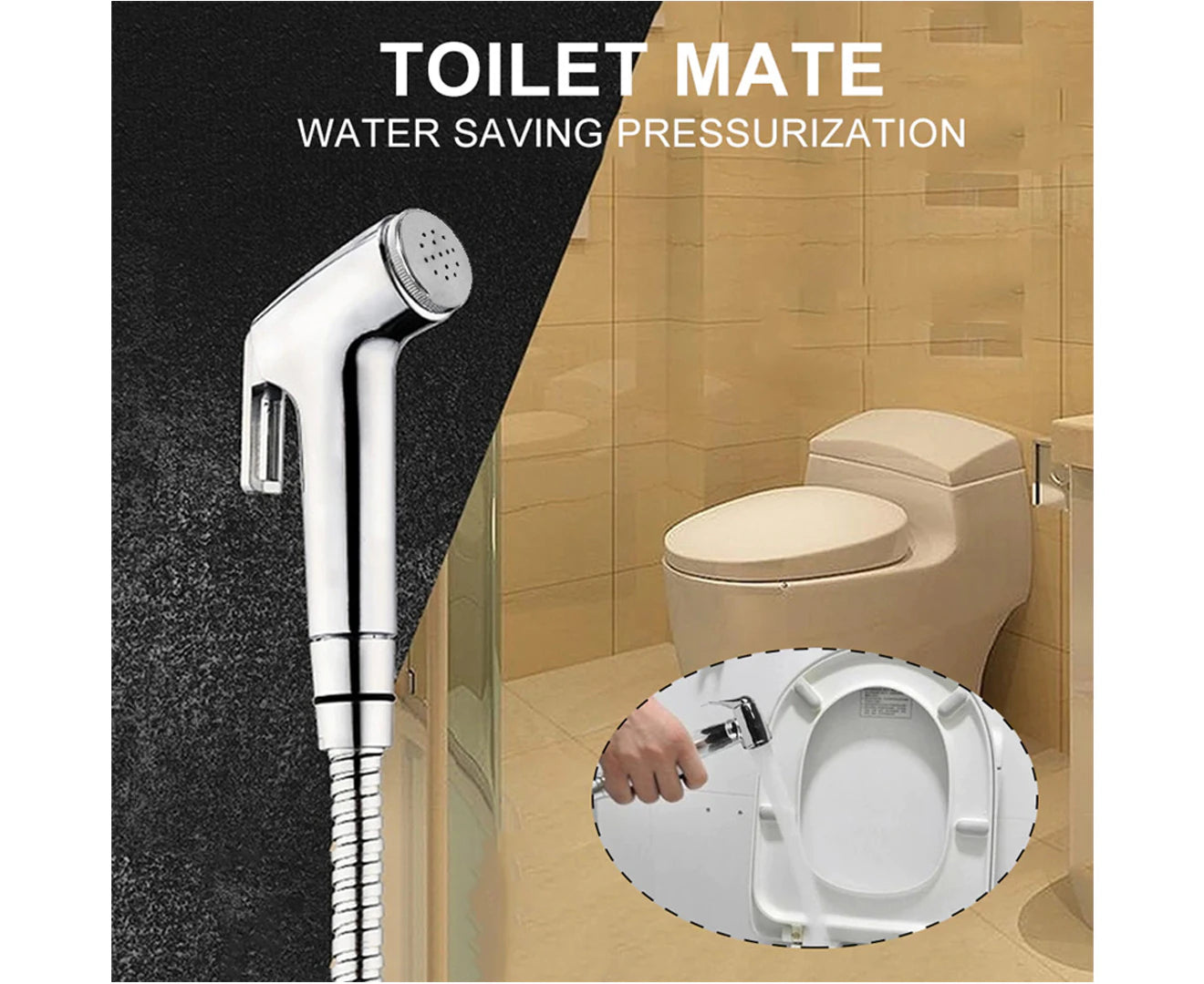 4pcs Bidet Douche Toilet Spray Shattaf Shower Head Hose Sprayer Kit Silver