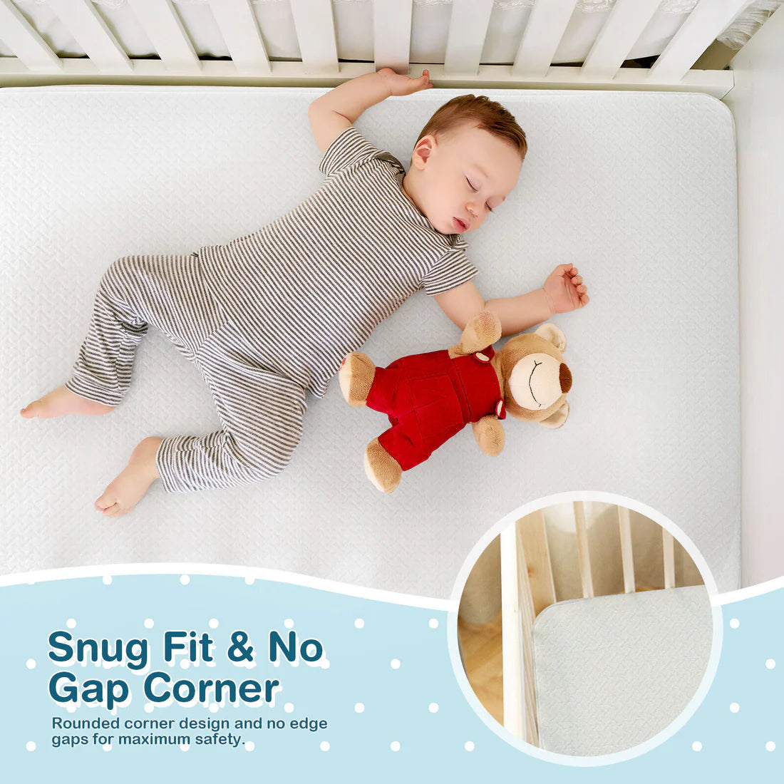 Baby Cot Mattress Portable with Breathable Foam