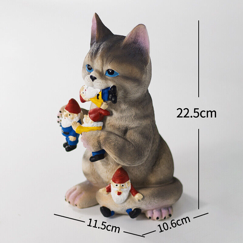 Garden Creative Mischievous Cat Gnome Statue Lawn Ornaments Home Decor