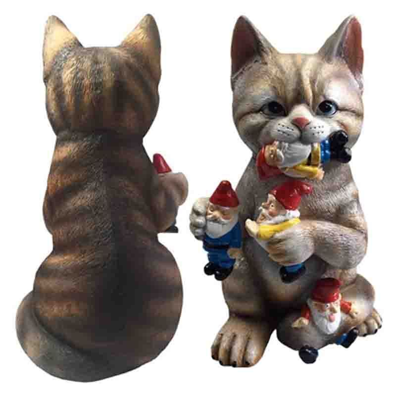 Garden Creative Mischievous Cat Gnome Statue Lawn Ornaments Home Decor