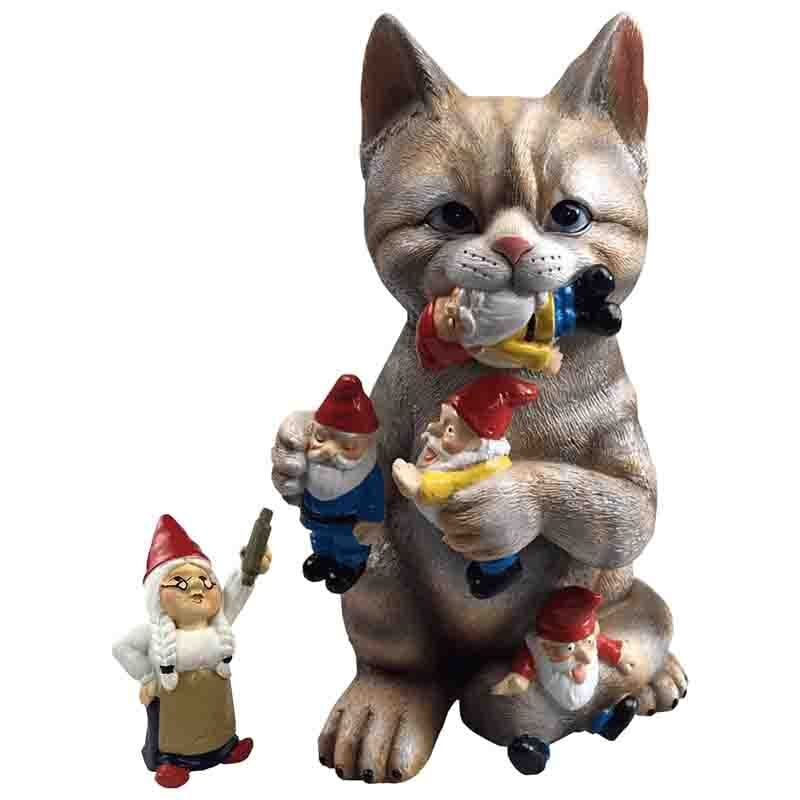 Garden Creative Mischievous Cat Gnome Statue Lawn Ornaments Home Decor