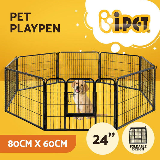 Pet Dog and Cat Playpen Enclosure 8 Panel Cage 24" Fence Exercise Play Pen