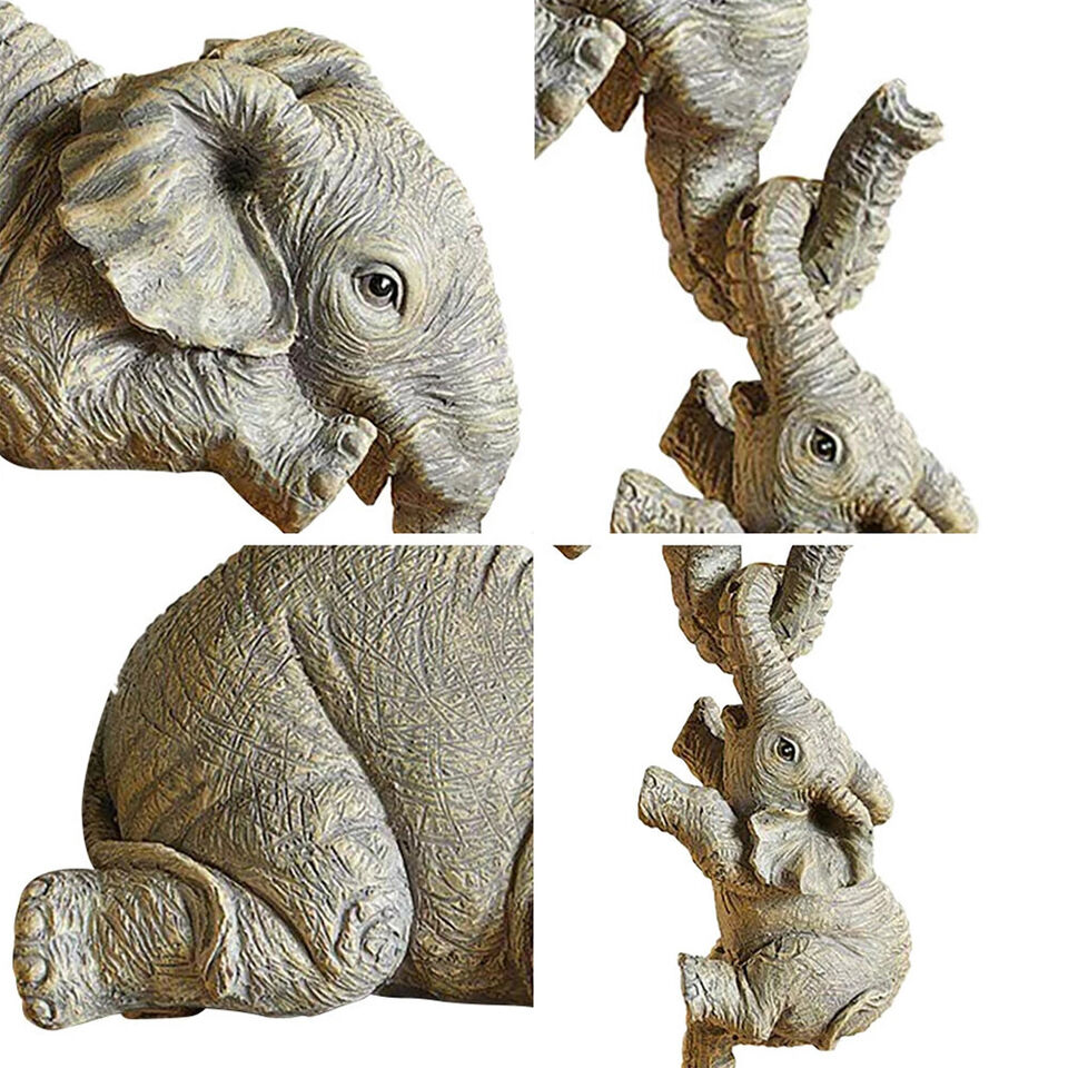 3Pcs Elephant Mother Child Figurine Home Tabletop Animal Statue Decoration Gift