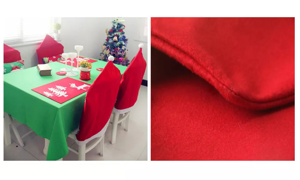 6x Christmas Chair Covers Dinner Table Santa Hat Home Decorations Ornaments Gift