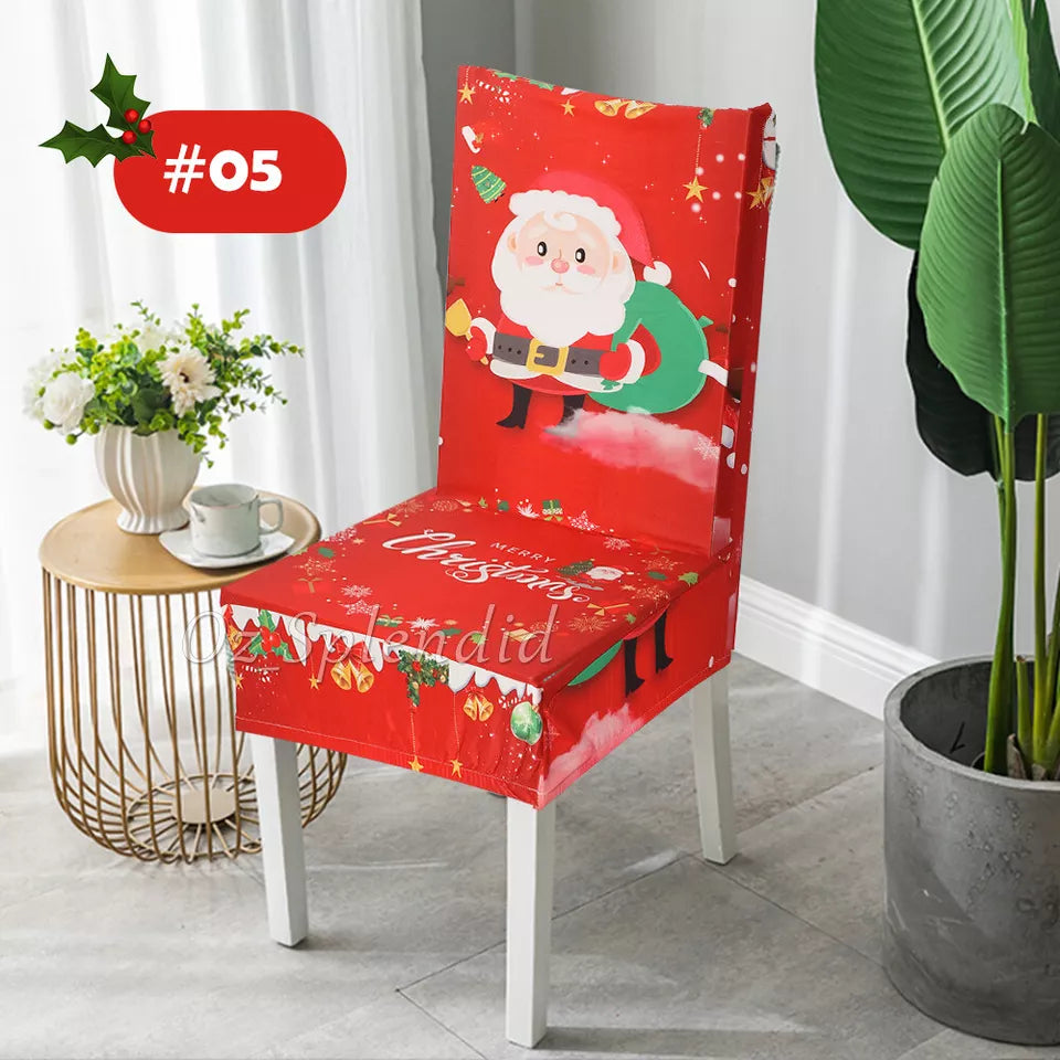 Christmas Santa Chair Cover Decorations Or Xmas Chair Slipcover Creative Pattern