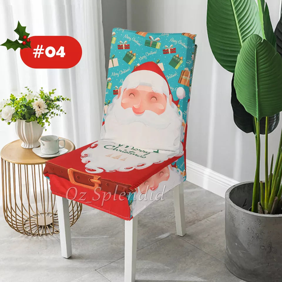 Christmas Santa Chair Cover Decorations Or Xmas Chair Slipcover Creative Pattern