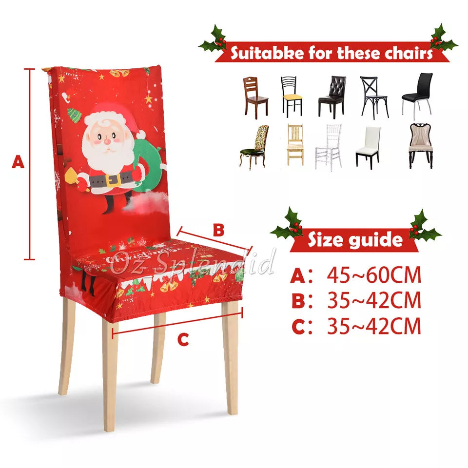 Christmas Santa Chair Cover Decorations Or Xmas Chair Slipcover Creative Pattern