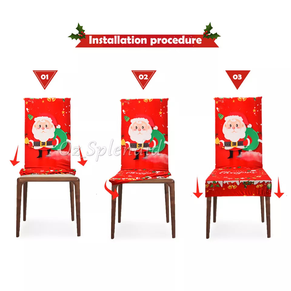 Christmas Santa Chair Cover Decorations Or Xmas Chair Slipcover Creative Pattern