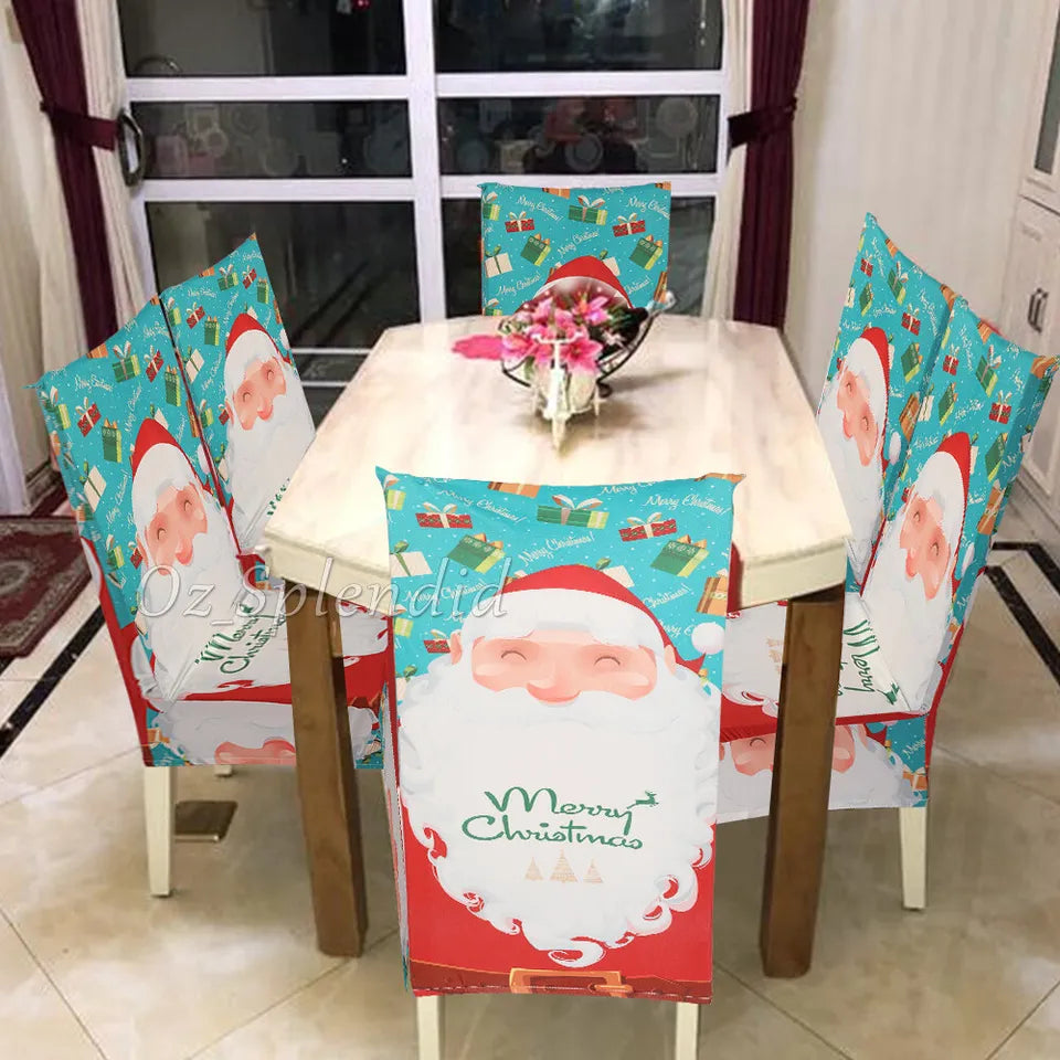 Christmas Santa Chair Cover Decorations Or Xmas Chair Slipcover Creative Pattern