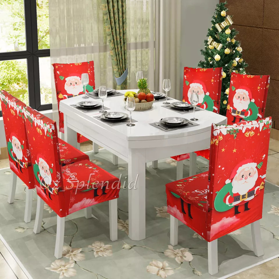 Christmas Santa Chair Cover Decorations Or Xmas Chair Slipcover Creative Pattern