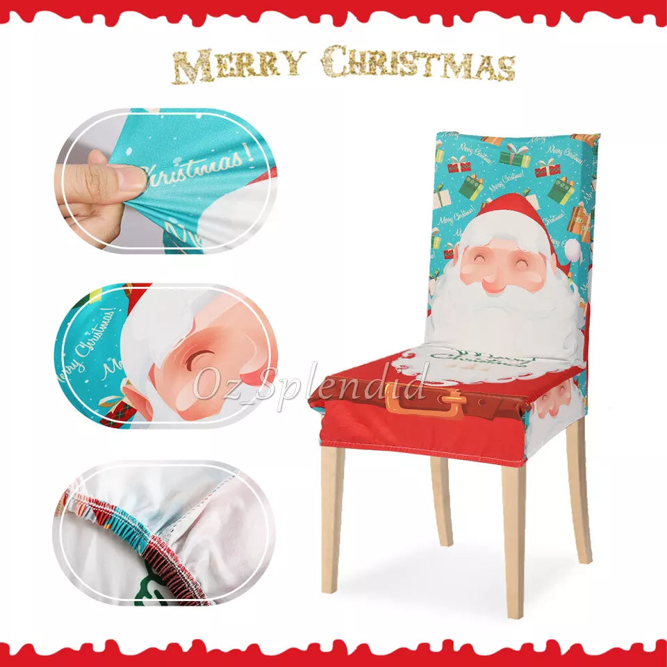 Christmas Santa Chair Cover Decorations Or Xmas Chair Slipcover Creative Pattern