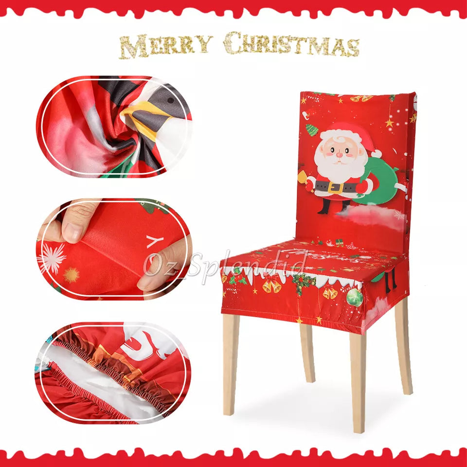 Christmas Santa Chair Cover Decorations Or Xmas Chair Slipcover Creative Pattern