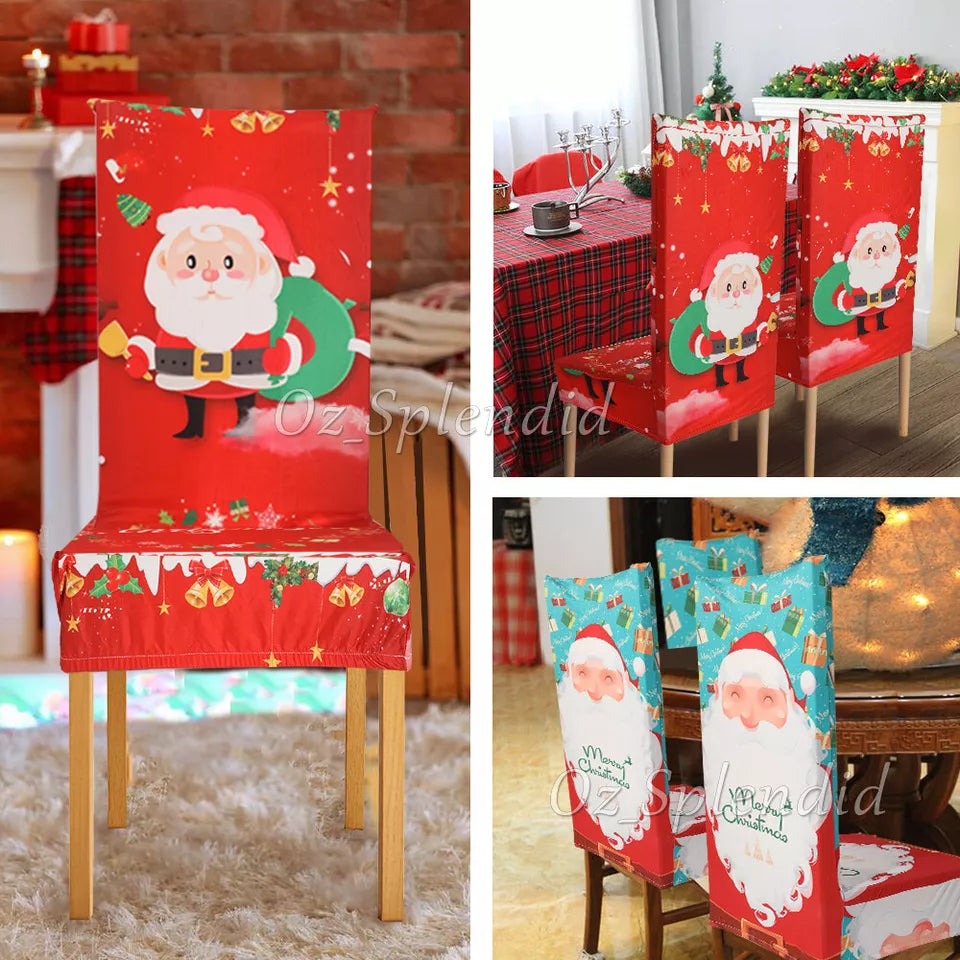 Christmas Santa Chair Cover Decorations Or Xmas Chair Slipcover Creative Pattern