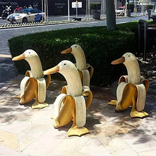Banana Duck Statue Whimsical Peeled Banana Duck Ornaments for Garden Yard AU