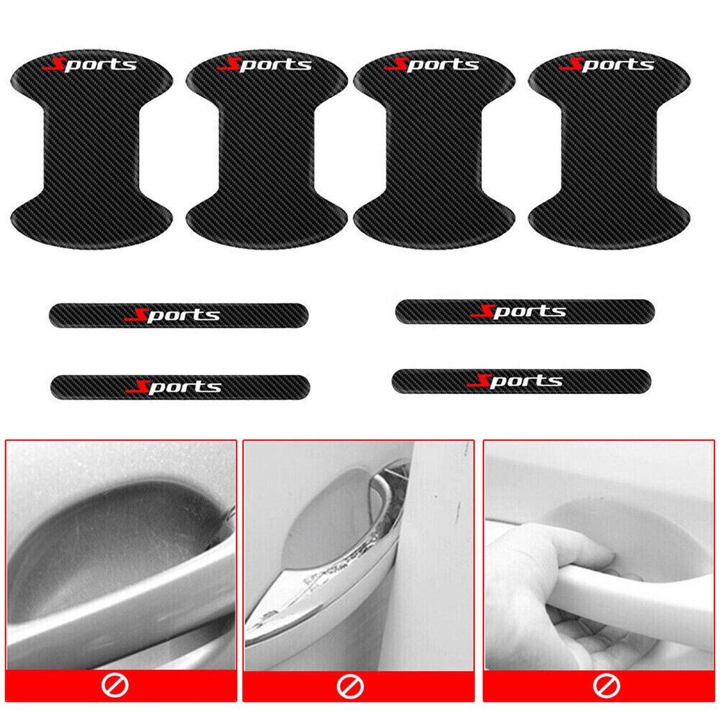 8pcs Car Door Handle Bowl Sticker Protector Anti Scratch Cover Accessories