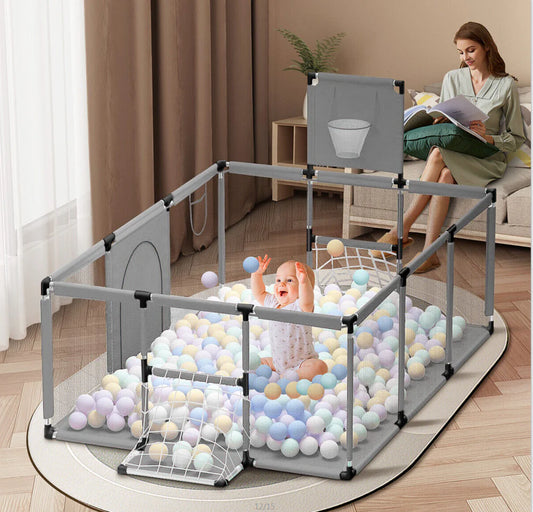 Large Baby Playpen Safety Toy Gate Kids - Gray