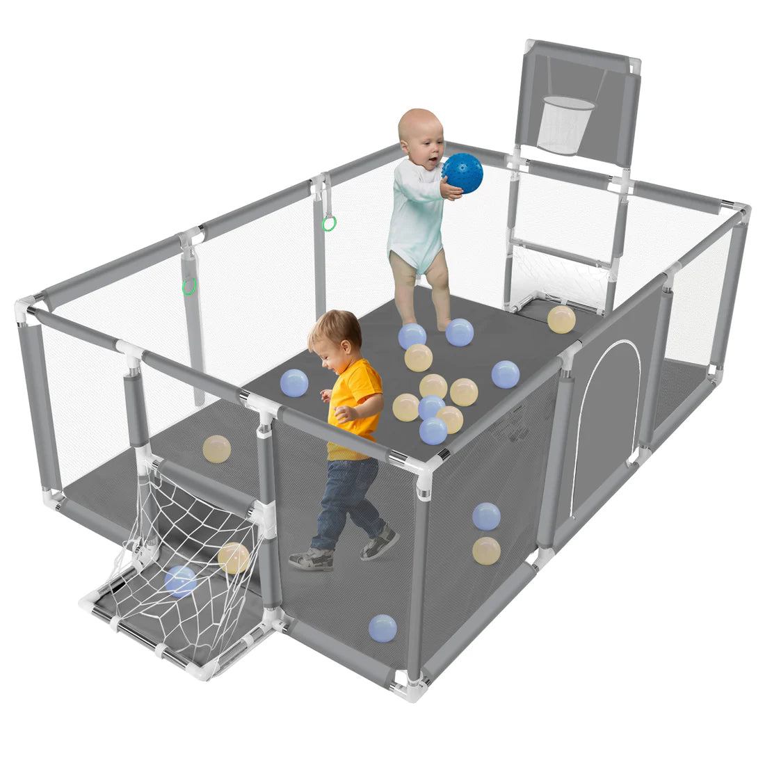 Large Baby Playpen Safety Toy Gate Kids - Gray