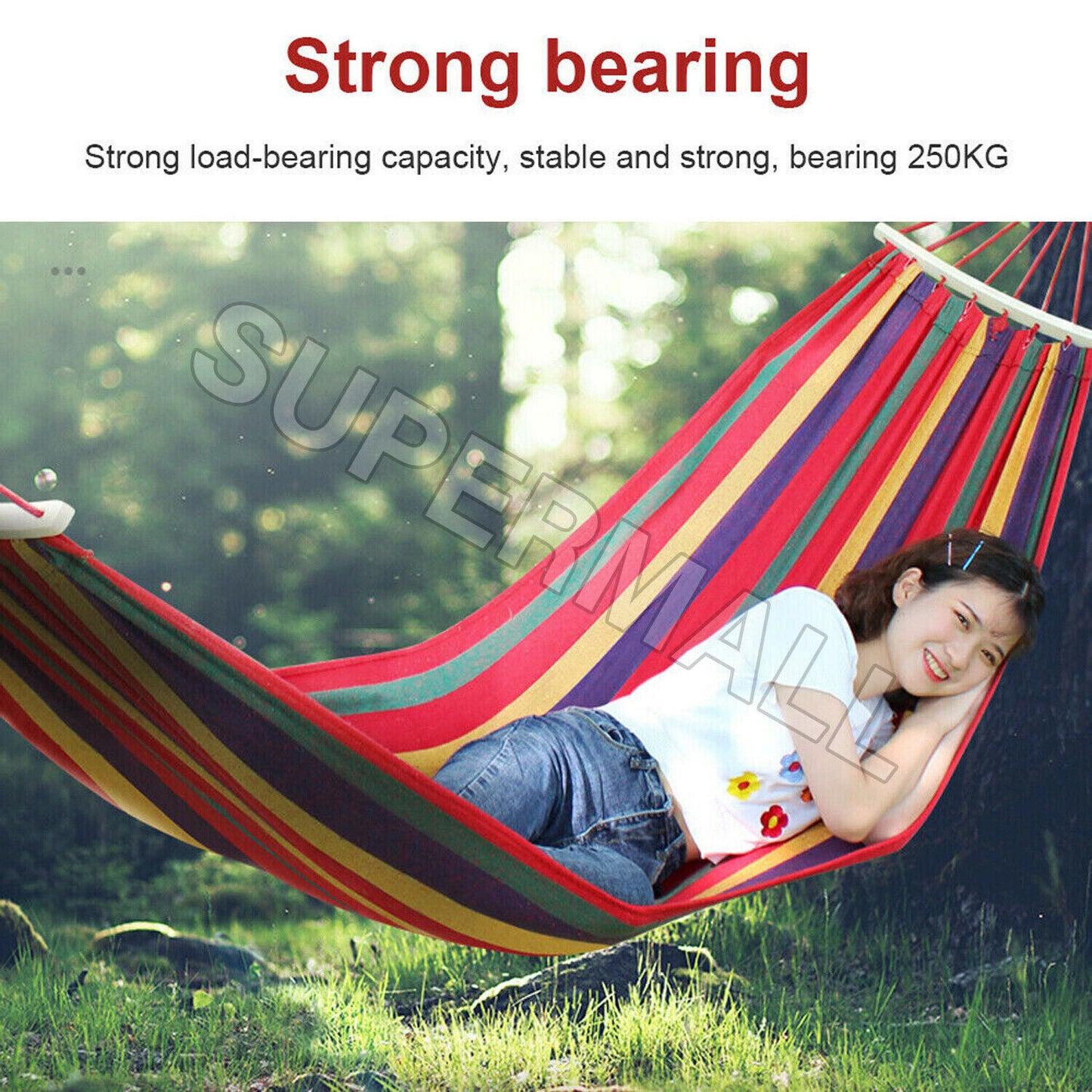 Outdoor Double Hammock Bed Swinging Camping Hanging Tree Strap Hook OZ