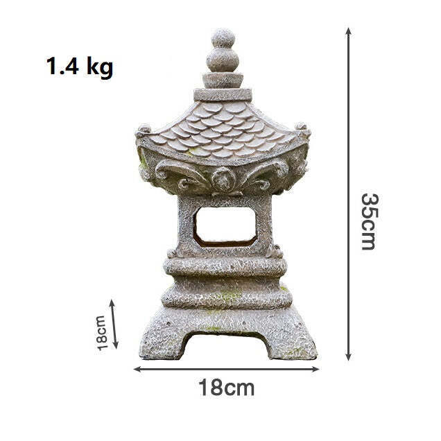 Garden Statue with Solar Lights Japanese Pagoda Lantern Zen Style