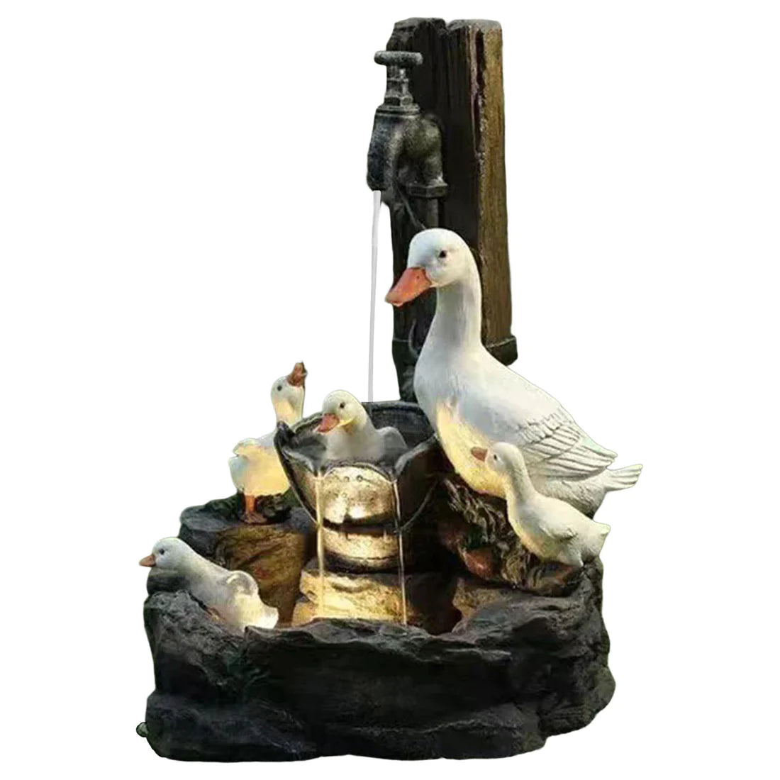 Solar LED Duck Water Fountain Garden Statue