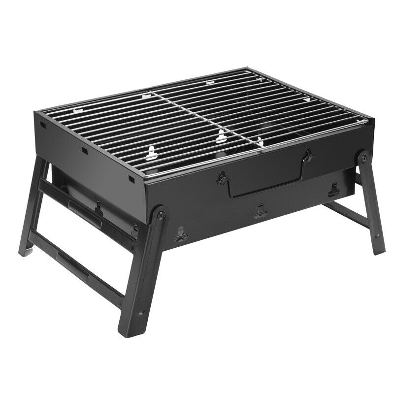 AU Portable Folding Thickened Grill BBQ Small Black Steel Charcoal Grill Outdoor