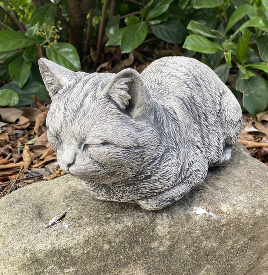 Cat Statue Memorial Sleeping Grey Animal Concrete Cement Australian Made