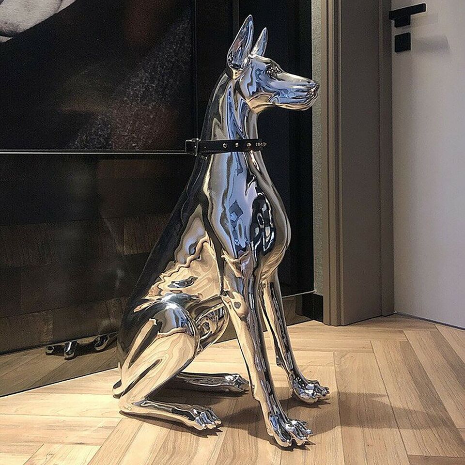 Home Decor Sculpture Doberman Dog Art Animal Statues Figurine Room Decoration