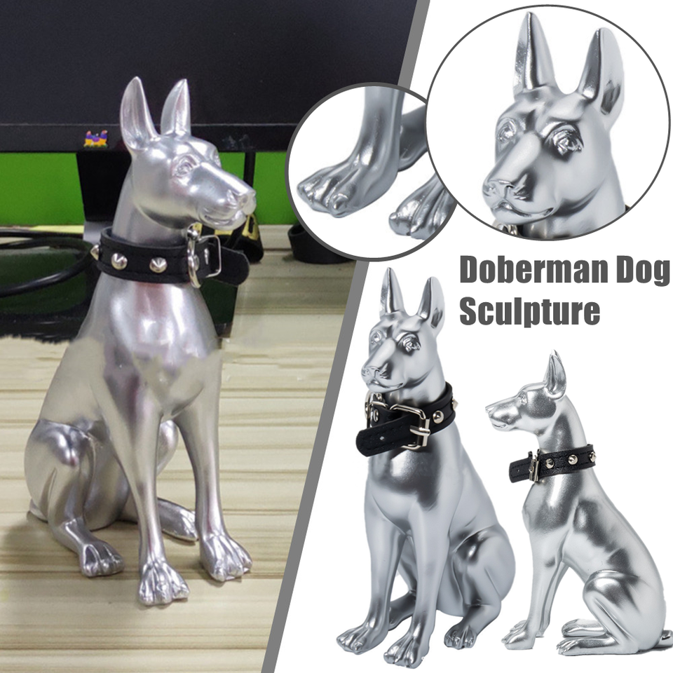 Home Decor Sculpture Doberman Dog Art Animal Statues Figurine Room Decoration