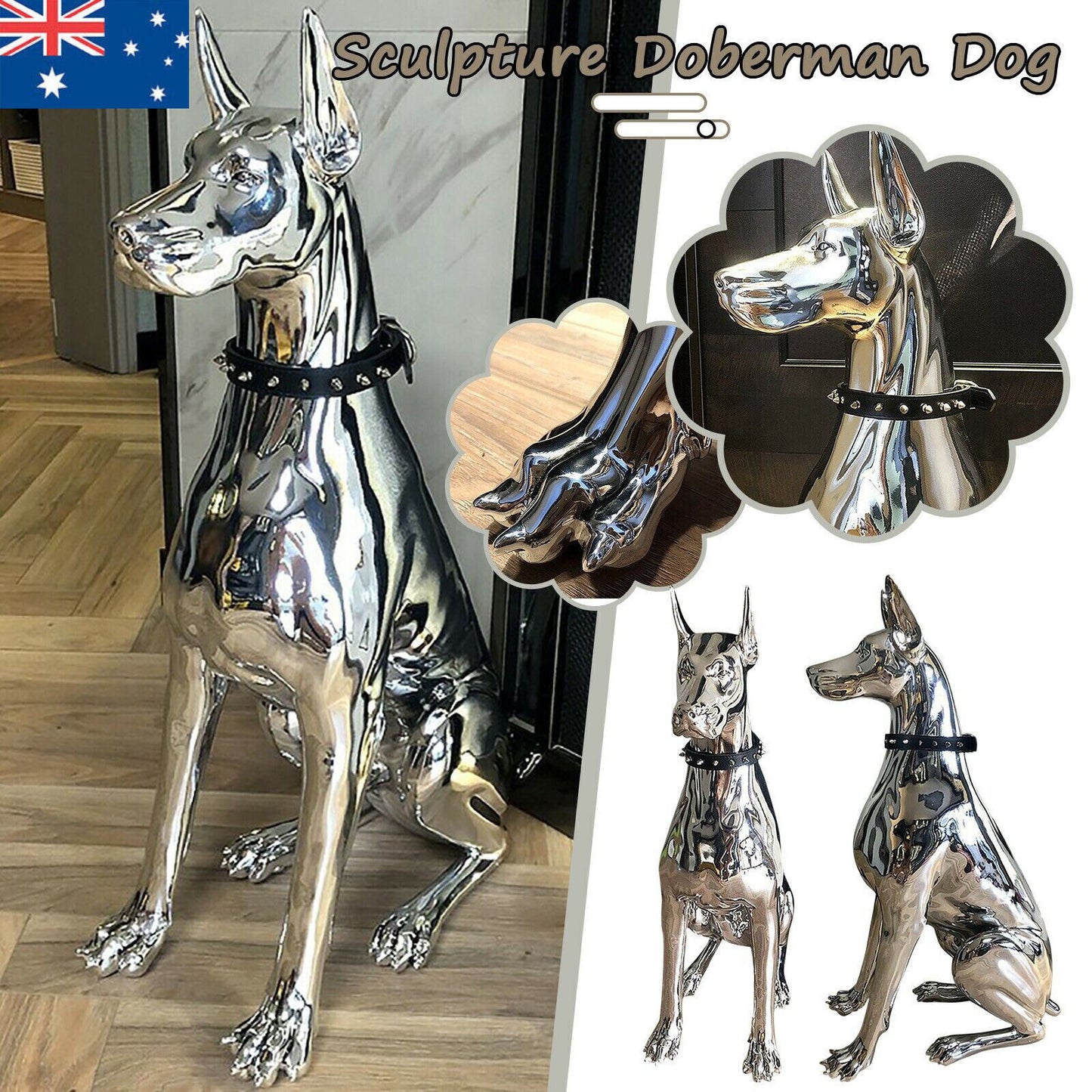 Home Decor Sculpture Doberman Dog Art Animal Statues Figurine Room Decoration